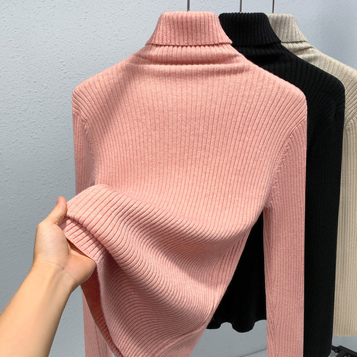 Dame rullekrave sweater i fin ribstrik Stilla
