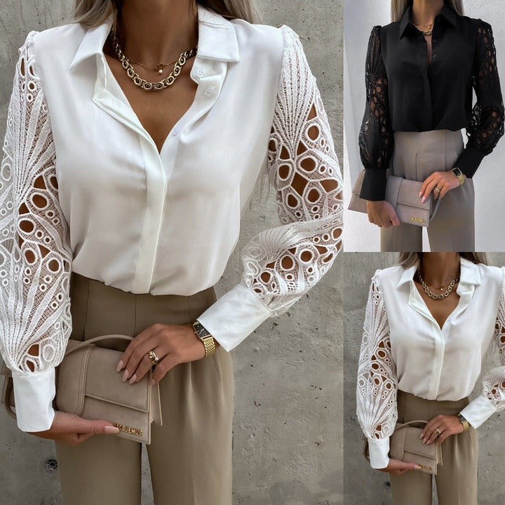 Stilla | Delikat Blonde Splice Elegant Kvindeskjorte