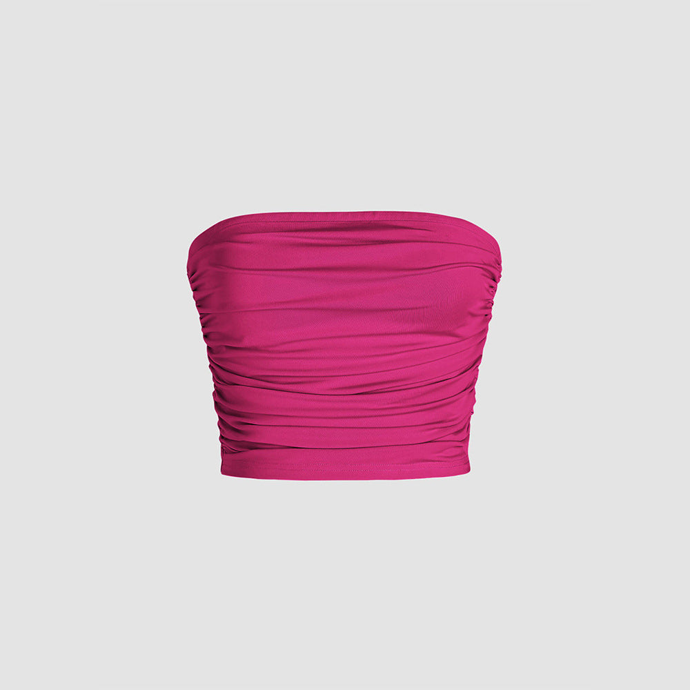Kvindernes bandeau top med flæse detaljer og elastisk talje Stilla