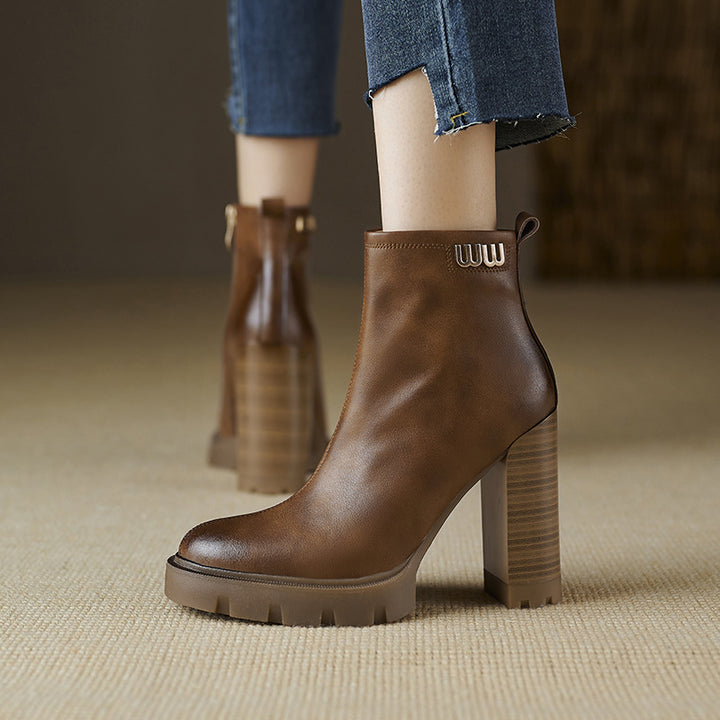 Dame Chunky Heel Støvler med struktureret Design Stilla