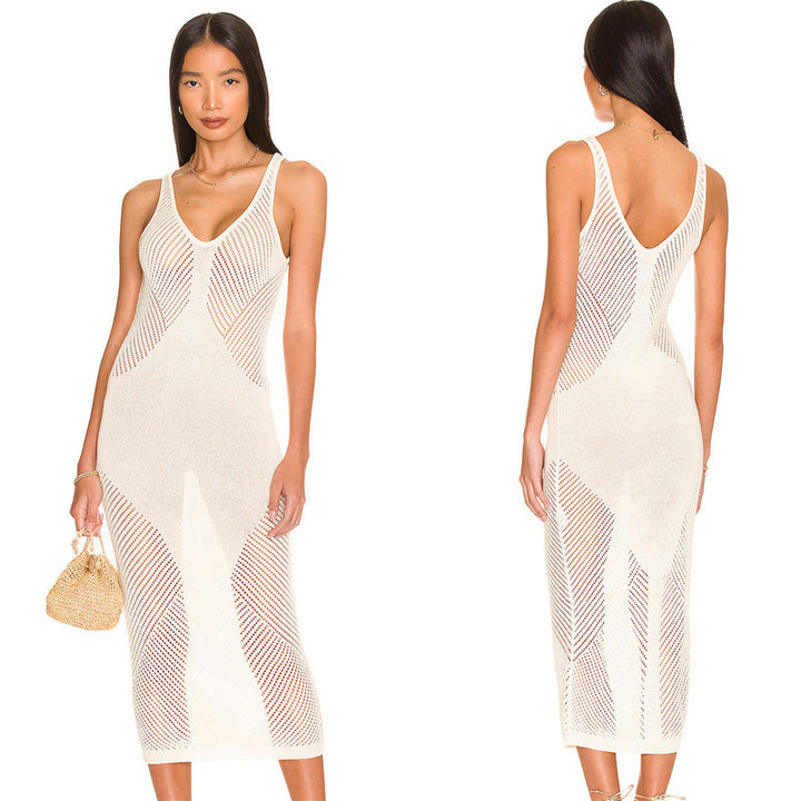 Dame hæklede bodycon kjole med elegant snit Stilla