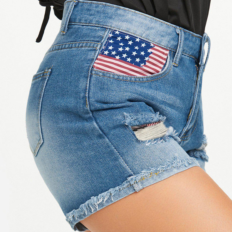 Dame Vintage Denim Shorts med Destroyed-Optik Stilla