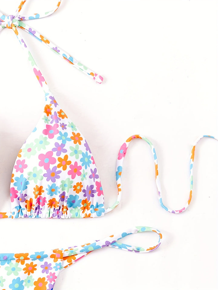 Damer Triangel-Bikini-sæt med blomstermønster og justerbare stropper Stilla