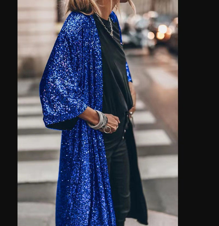 Dame glitrende Kimono-style overtræk med brede ærmer Stilla