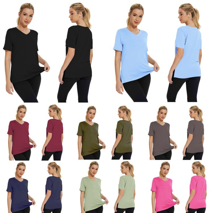 Dame Funktionelt V-Hals Sport T-shirt med åndbar teknologi Skovae