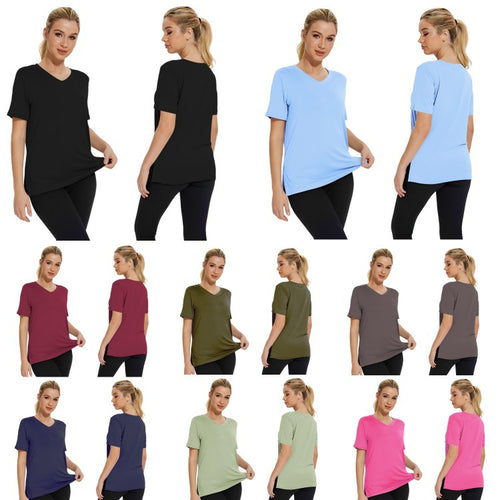 Dame Funktionelt V-Hals Sport T-shirt med åndbar teknologi Skovae