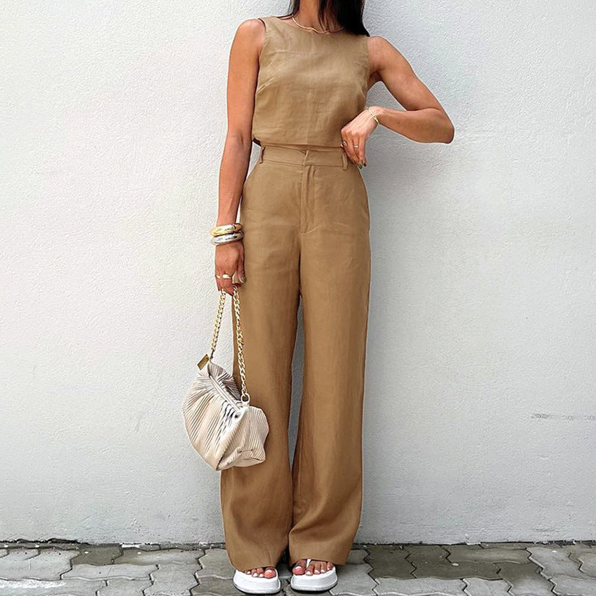 Dame sæt bestående af cropped top og vidt skåret bukser Stilla