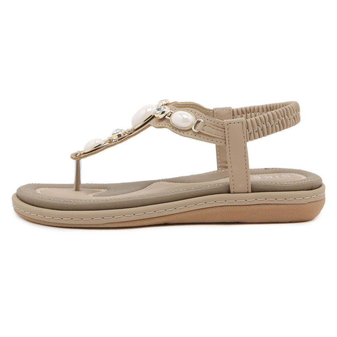 Dame Elegante Tåsplit Sandaler med Rhinsten- og Perleudsmykninger Stilla