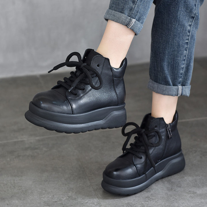 Dame Læder High-Top Sneakers med komfortabel Plateau Stilla