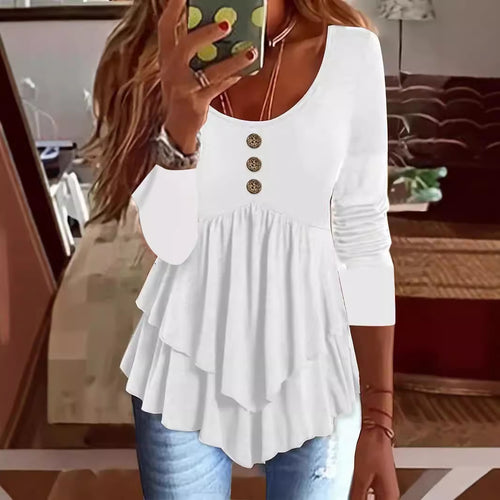 Dame Laget Peplum Overdel med Knapdetaljer Stilla