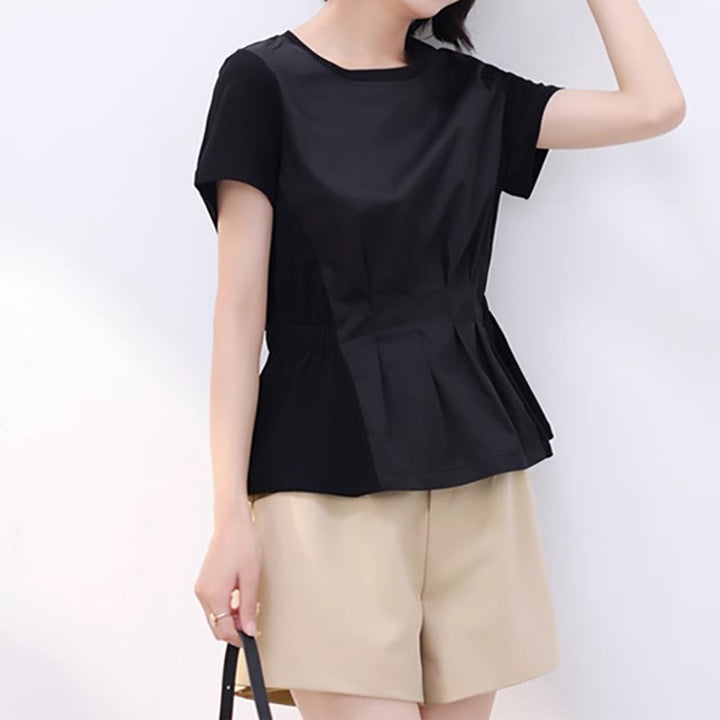Dame elegant bluse shirt med smidig snit og voluminøst kant Stilla