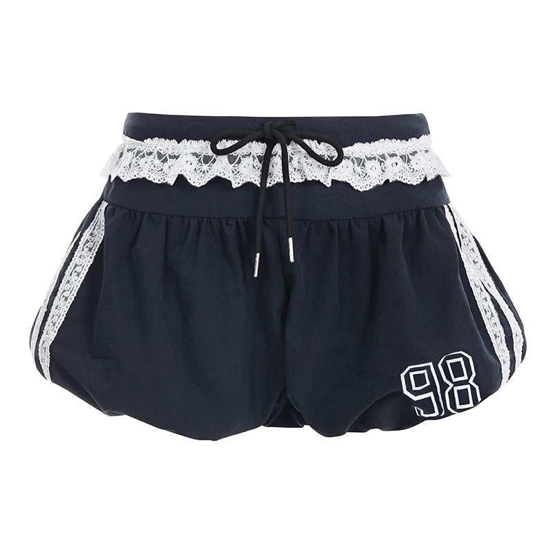 Dame sporty og mode shorts med elegant spidsbånd og justerbar taljebånd Skovae