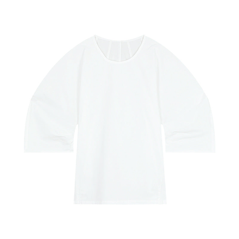 Dame asymmetrisk langærmet top med elegante puffærmer Stilla