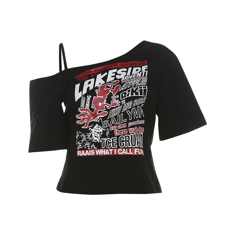 Damer afslappet OverStørrelse T-shirt med kreativ grafisk print og bredt skårne ærmer Stilla