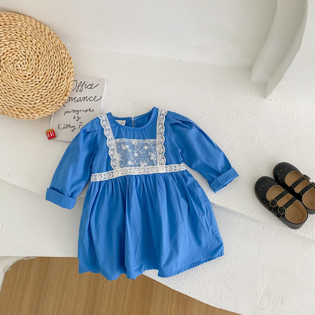 Pige vintage-inspireret broderet bomuldsdresses Stilla