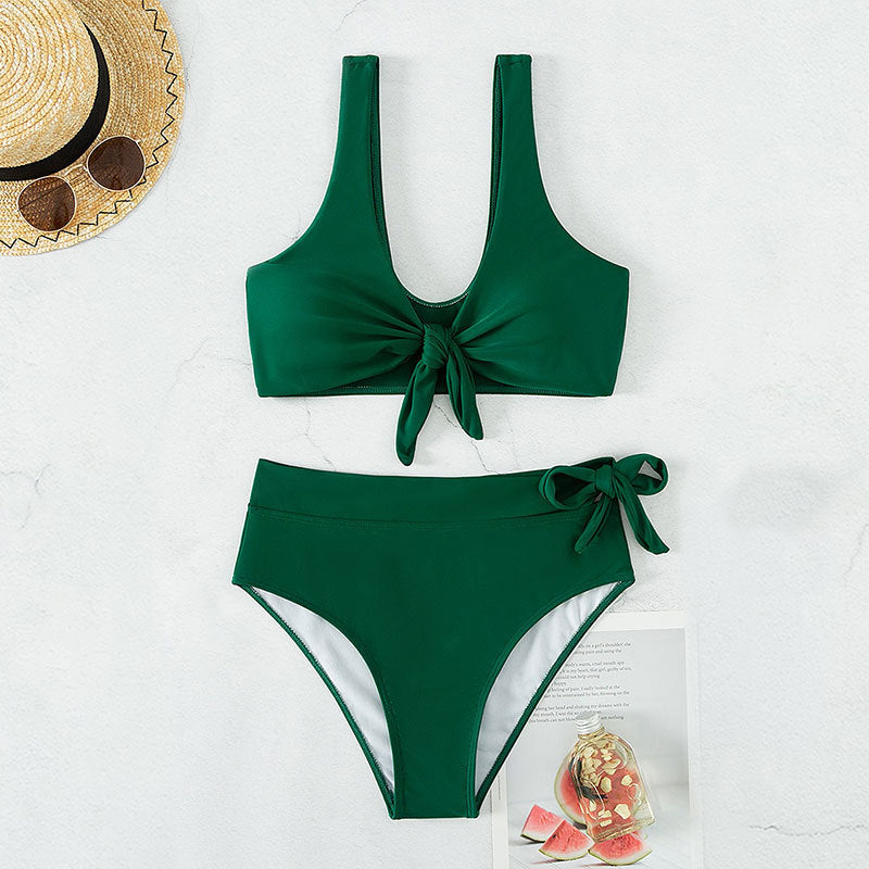 Dame Højtaljet Bikini-Sæt med legende Knude-design Skovae