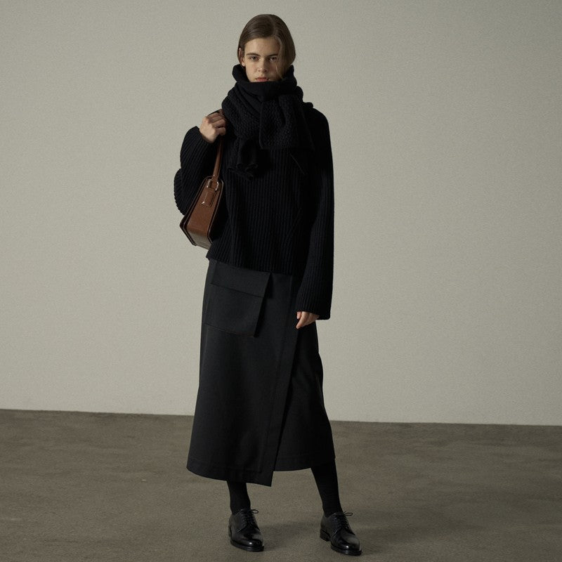 Dame Lang Wrap Nederdel med praktiske Sidelommer Stilla