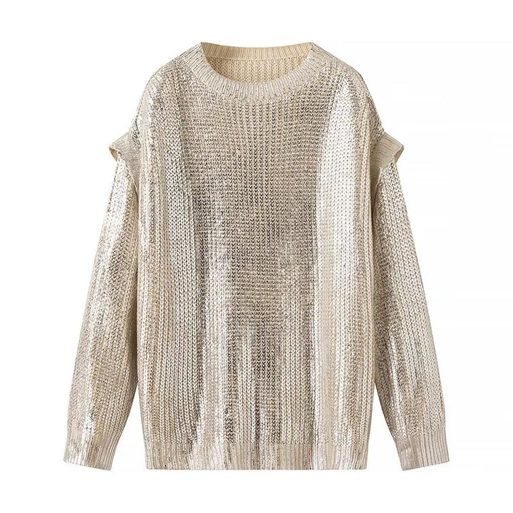 Damer Glitrende Strikket Sweater med Moderne Snit Stilla