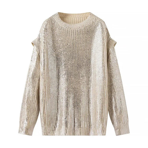 Damer Glitrende Strikket Sweater med Moderne Snit Stilla