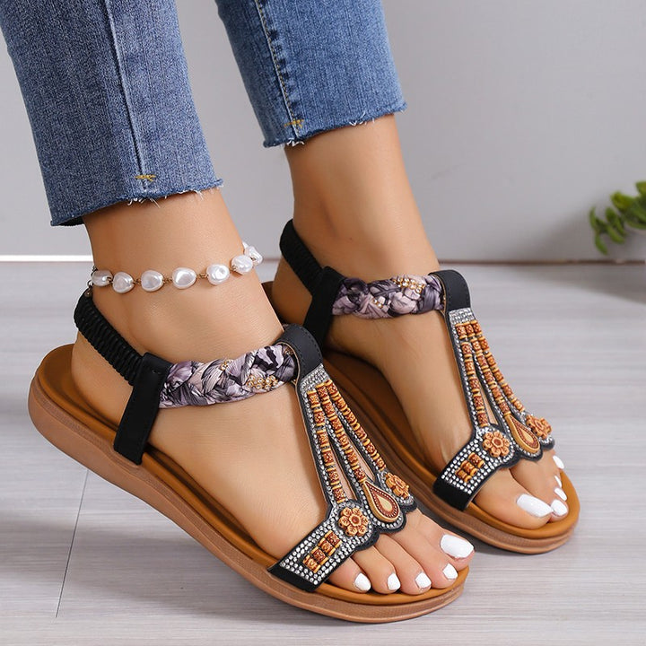 Dame sandaler med komfortabelt gummifodseng og elegant dekorativt design Stilla