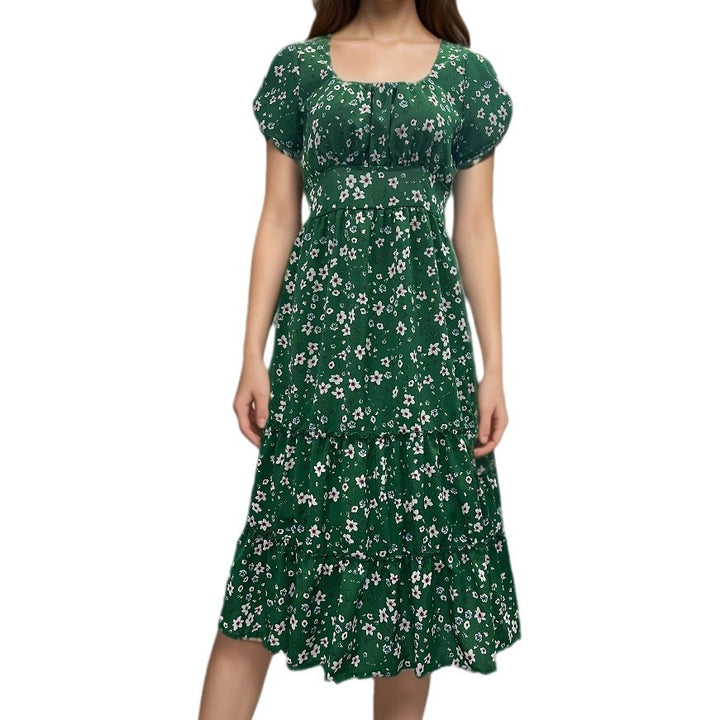 Dame Blomster Plisse Maxi Kjole Stilla