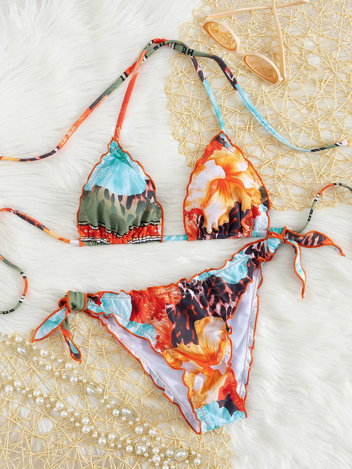 Damer floral mønstret trekant-bikini Skovae