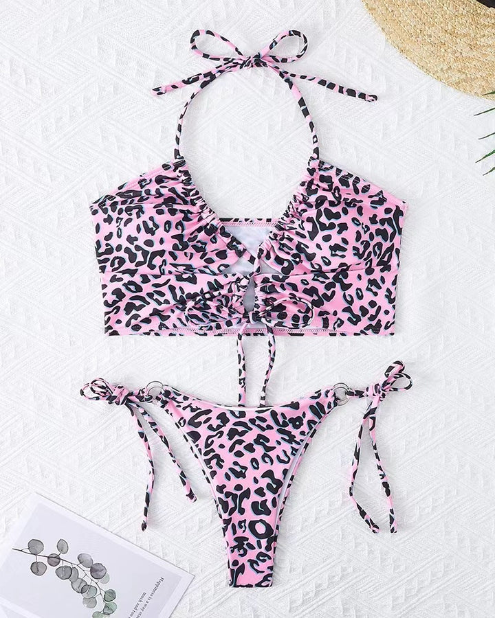 Dame Bikini-sæt med spændende leopardmønster og justerbare stropper Skovae
