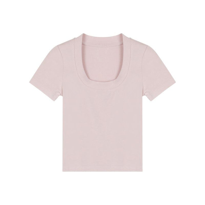 Kvinder Cropped T-Shirt med elegant rund hals og tætsiddende pasform Skovae