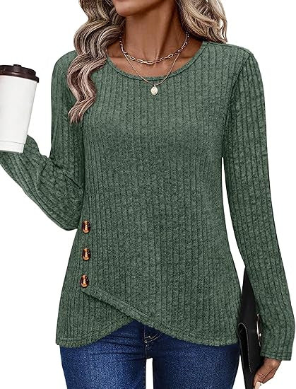 Damer fashionable og casual top med knapdetaljer Stilla