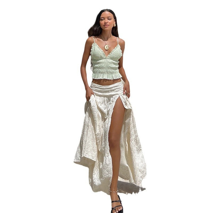 Damen eleganter Spitzen-Midirock mit asymmetrischem Schnitt Skovae