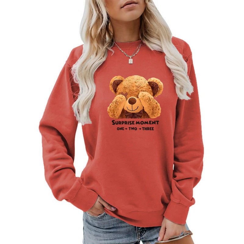 Kvindernes fritids sweater med sødt bjørne design Skovae