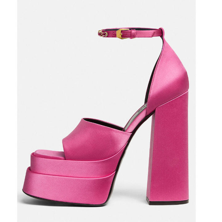 Femme Platform Peep-Toe High Heels med strass ankelrem Stilla