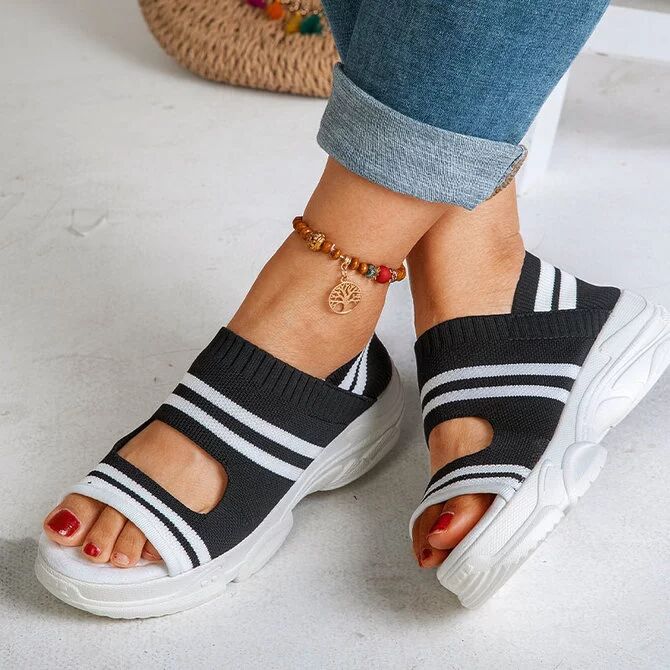 Dame Komfortable Sport-Sandaler med åndbar strik-overflade Stilla