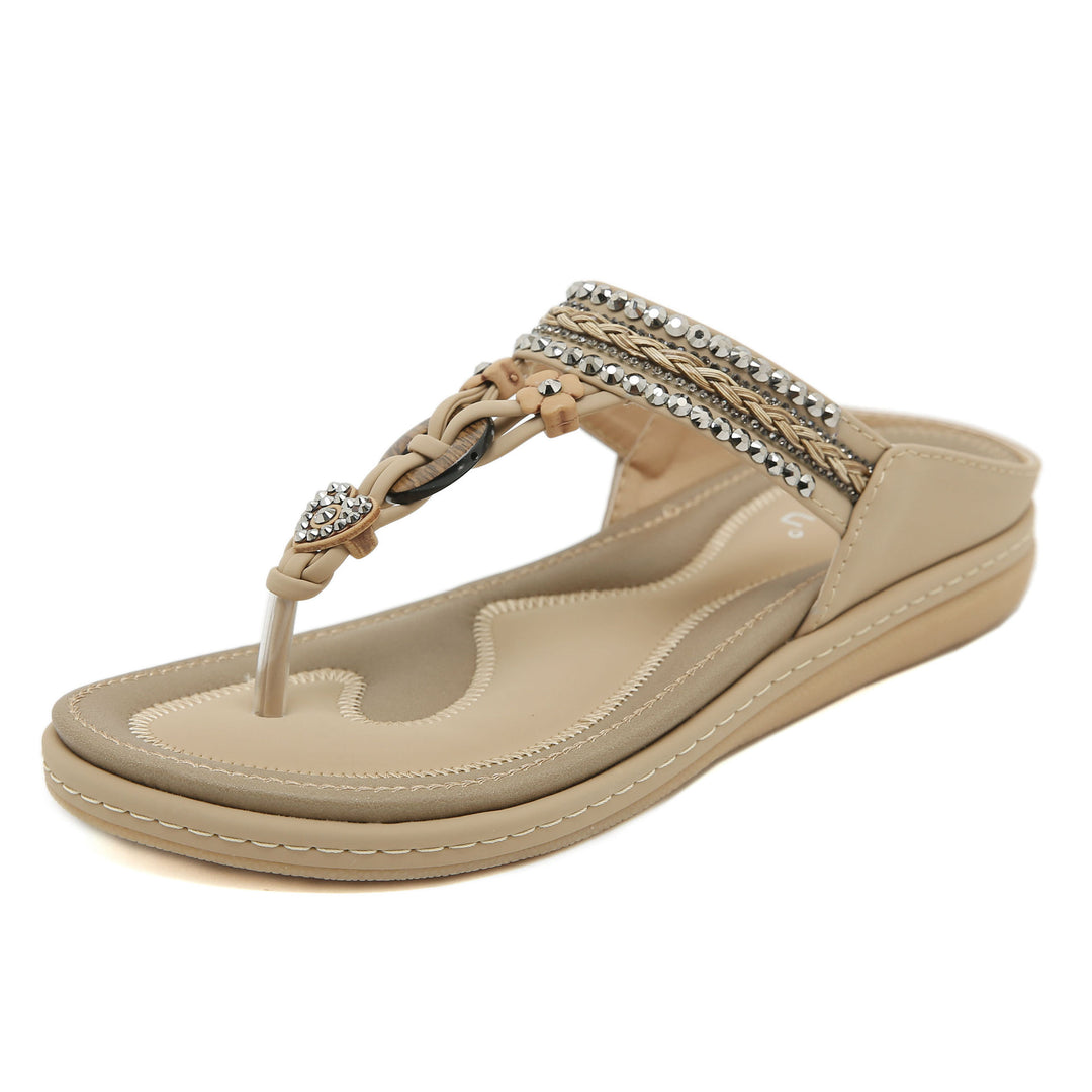 Dame flip-flops med glamourøse udsmykninger og komfortabelt fodseng Stilla