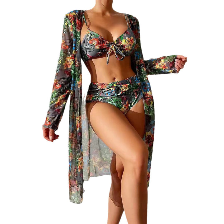 Femme Tropical Print To-delt Badedragt med gennemsigtig Cover-Up Stilla