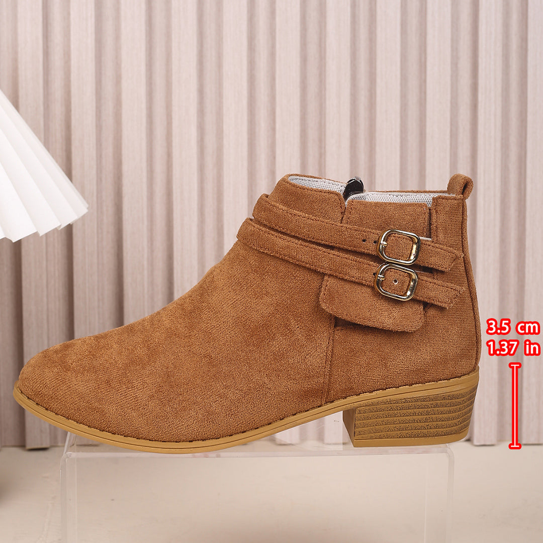 Dame Ankel Støvler med moderne spænde lukning og behagelig blokhælk Stilla