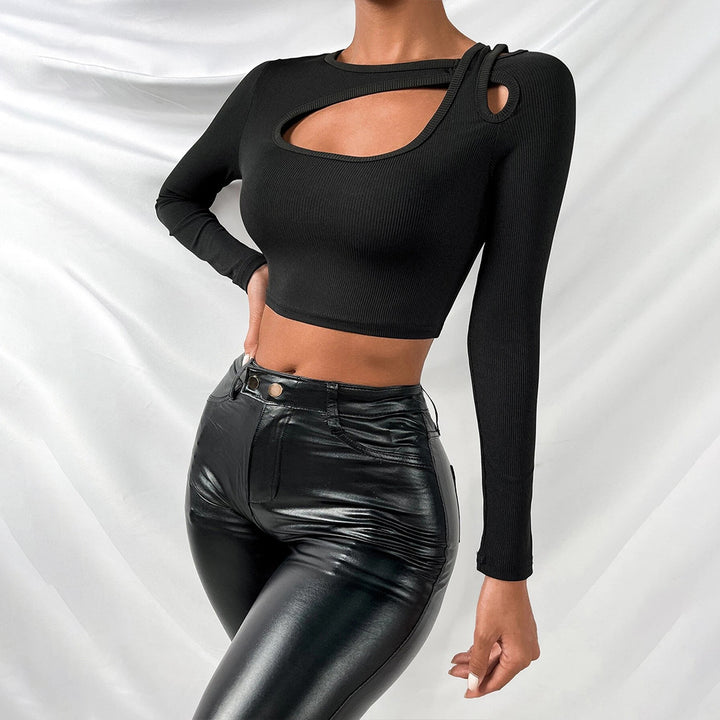 Kvinders Crop Top med Asymmetrisk Udsparingsdesign Stilla