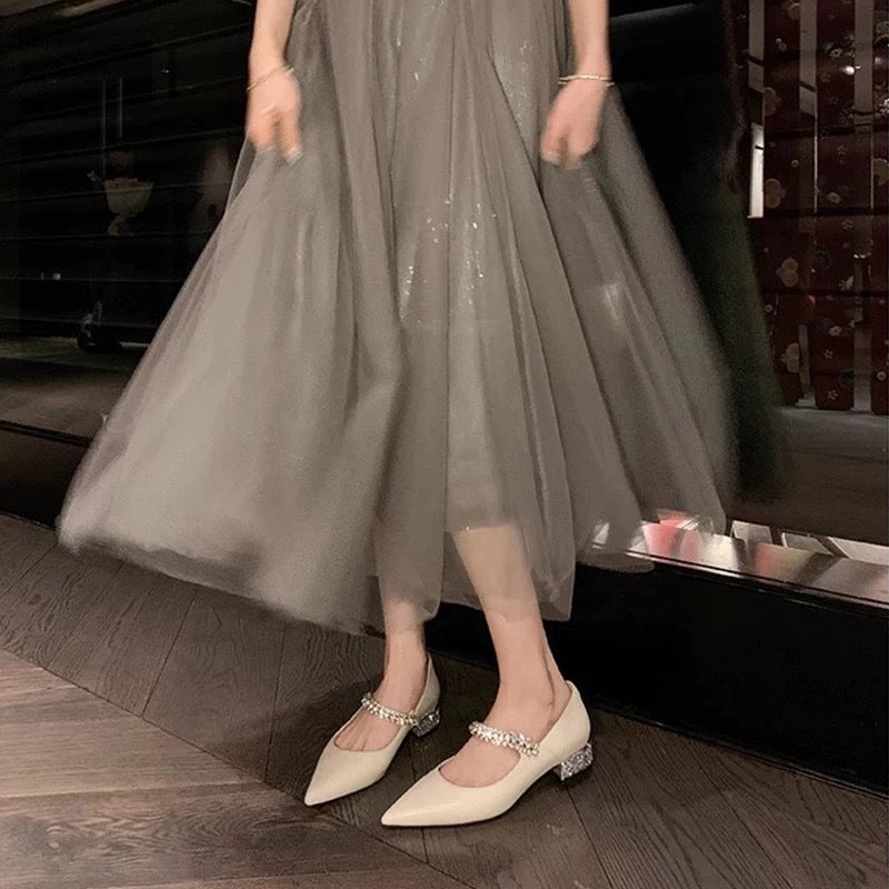 Dame elegante spænde pumps med funklen sten detaljer Stilla