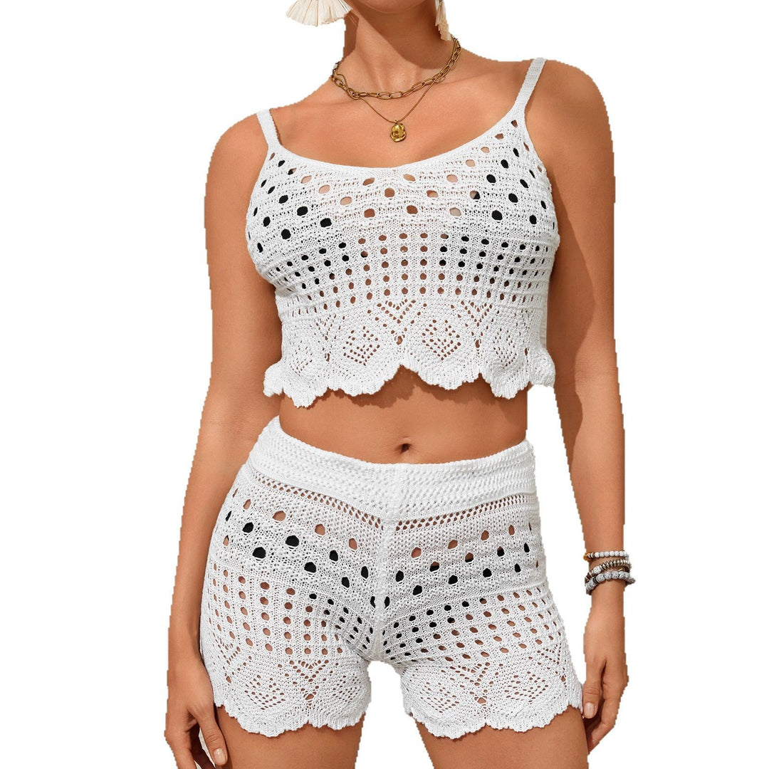 Dame Hæklet Crop Top og Shorts Sæt Stilla