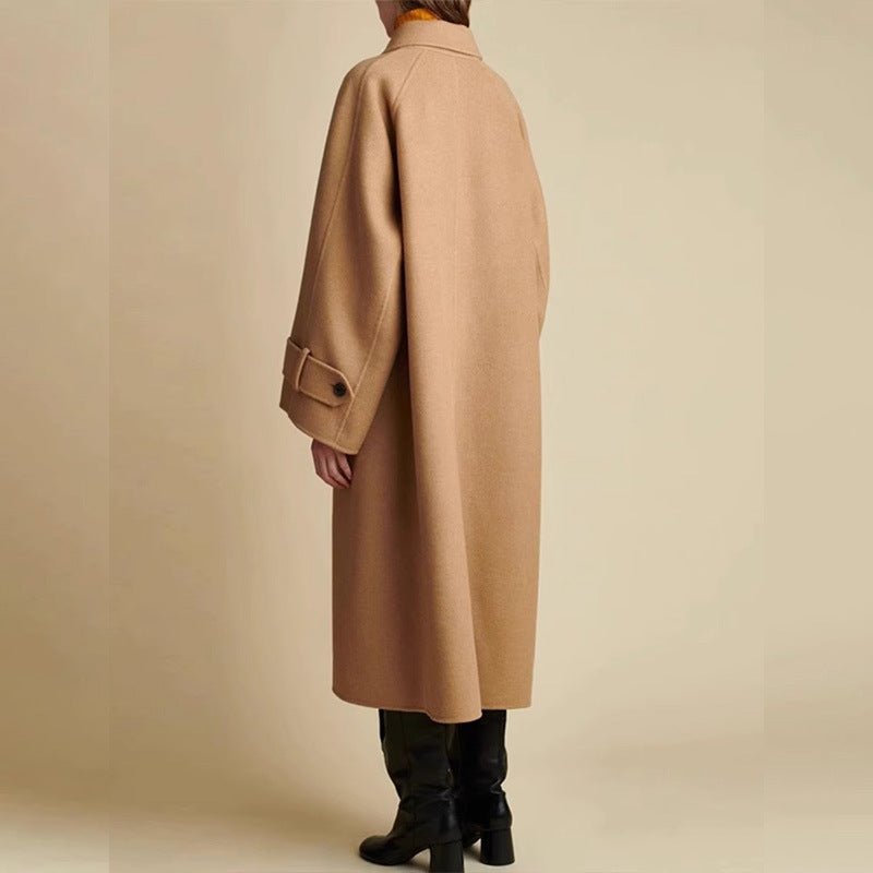 Kvindernes oversized uldfrakke med moderne krave Stilla