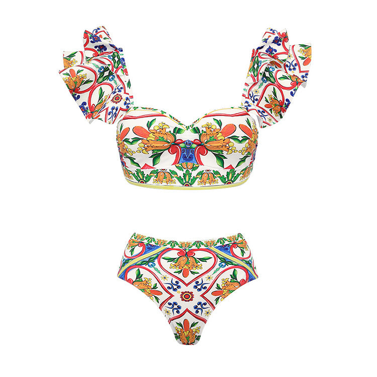 Dame Bikini-top og wrap skirt sæt Skovae