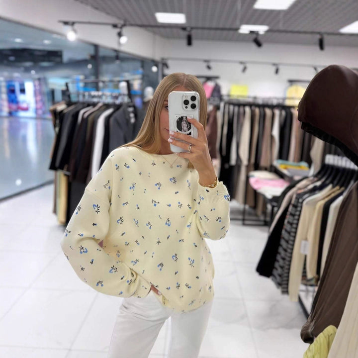 Kvinders afslappede sweater med blomstermønster Stilla