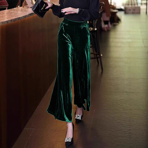 Dame elegant flared bukser lavet af luksuriøs velour Stilla