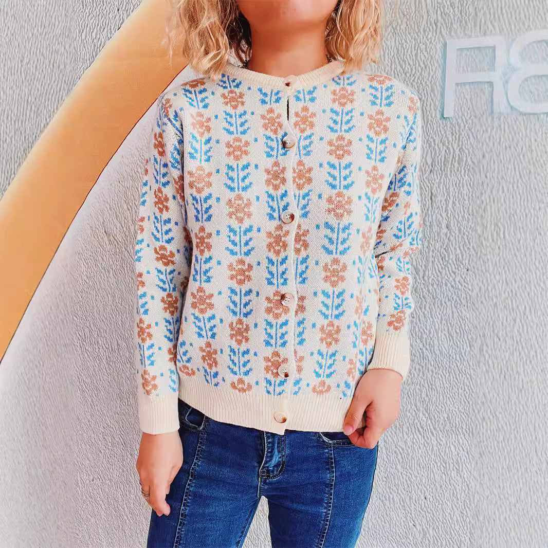 Kvinder hyggelig cardigan med blomster mønstre Stilla