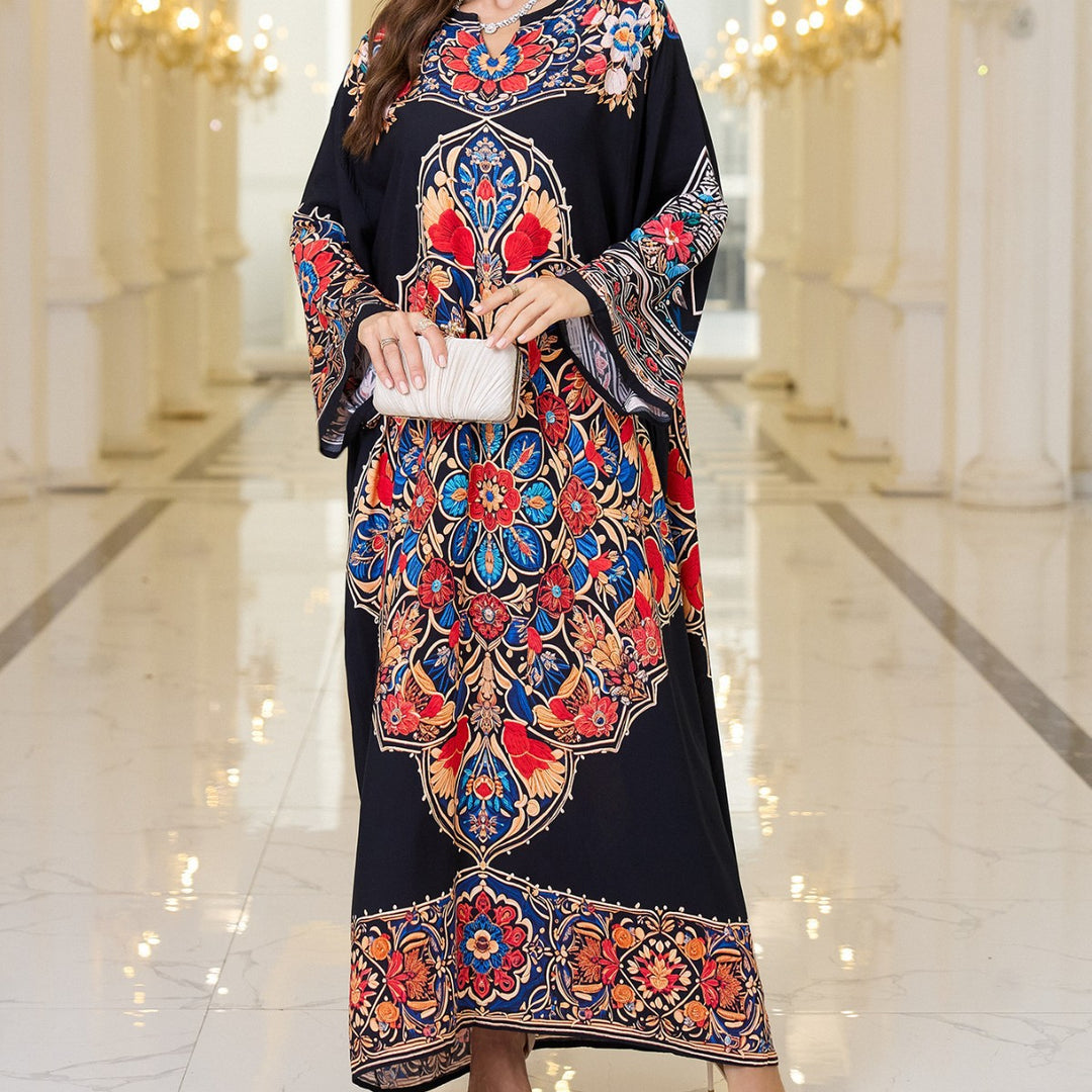 Dame Langærmet Kaftan med kunstnerisk broderimønster Stilla