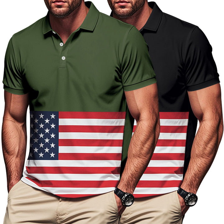 Herre polo skjorte i patriotisk stil med flagemotiv Stilla