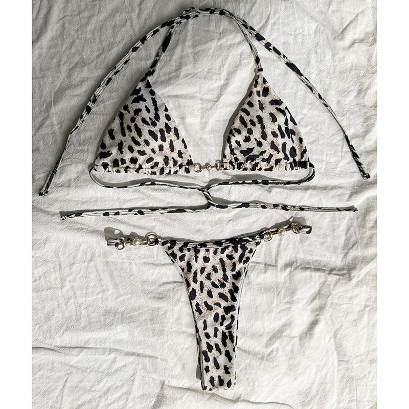 Damer Triangel-Bikini med stilfulde kædedetaljer Skovae
