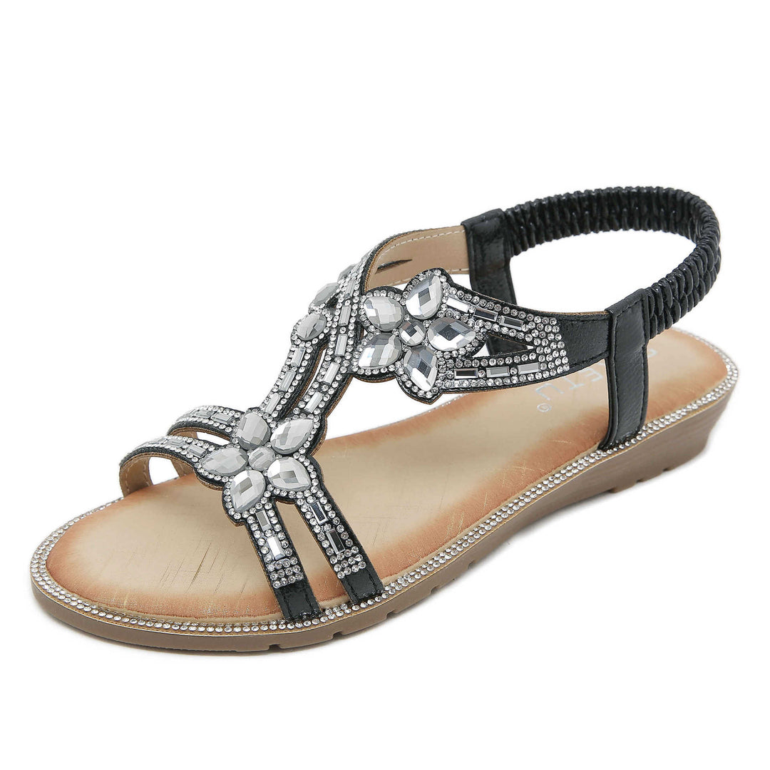 Dame sandaler med glamorøs blomst dekoration og skridsikker sål Stilla
