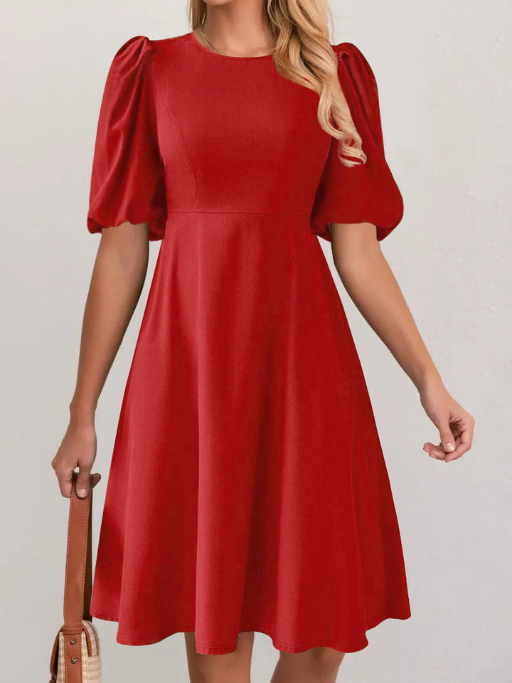 Dame Elegant Puffærmer A-linje Kjole Stilla