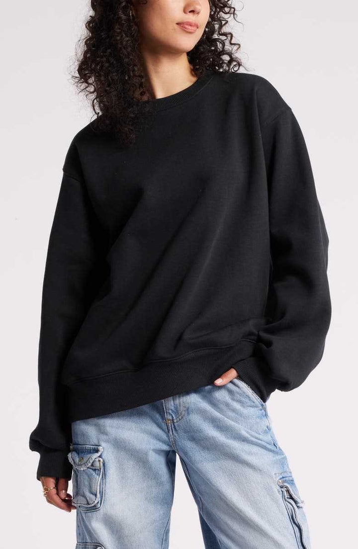 Dame afslappet sweatshirt med klassisk rund halsudskæring Stilla